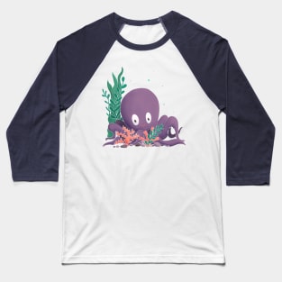 Happy Purple Octopus Baseball T-Shirt